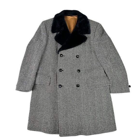 Vintage Louis Levy Clothing NYC Herringbone Fur Chillproof Coat - Picture 1 of 8
